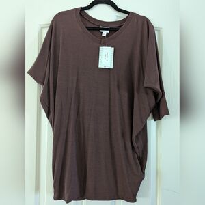 LuLaRoe Naomi Ribbed Knit Top in Rich Brown